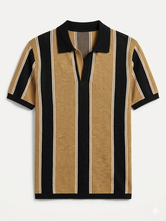 Brown V neck polo