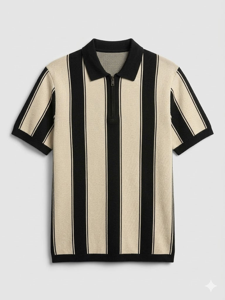 white quater zipper polo