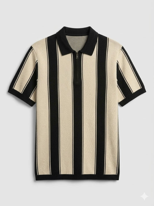 white quater zipper polo